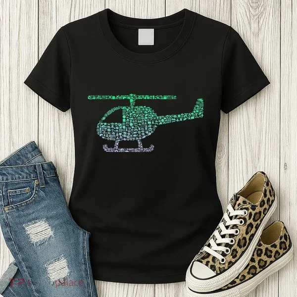 Chopper Silhouette Helicopter Pilot Helicopter Women's T-Shirt