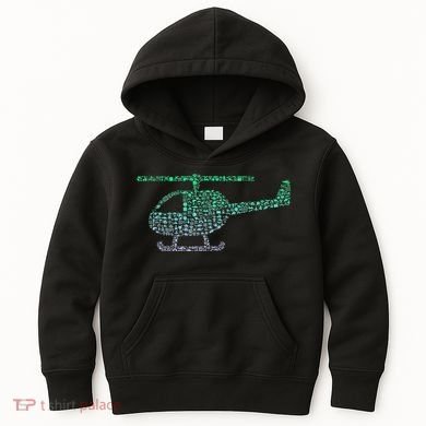 Chopper Silhouette Helicopter Pilot Helicopter Kids Hoodie