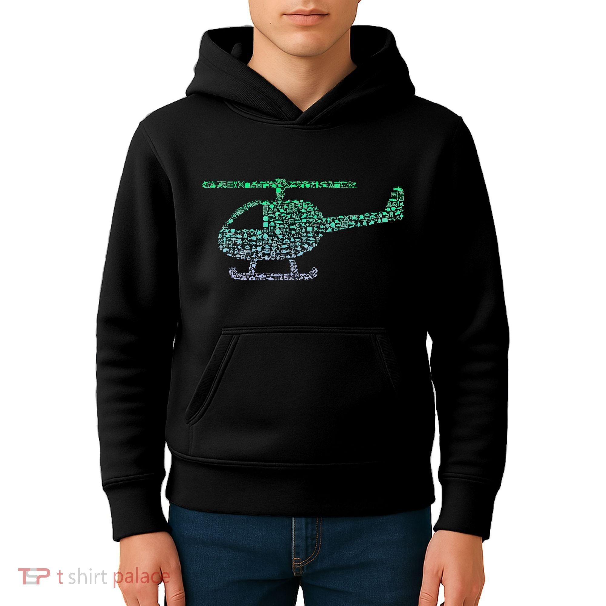 Chopper Silhouette Helicopter Pilot Helicopter Kids Hoodie