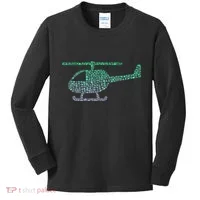 Chopper Silhouette Helicopter Pilot Helicopter Kids Long Sleeve Shirt thumb 0