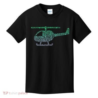 Chopper Silhouette Helicopter Pilot Helicopter Kids T-Shirt