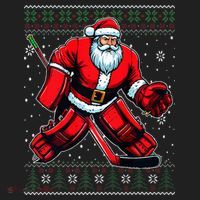 Christmas Santa Hockey Goalie Ugly Christmas Sweater  Beanie thumb 2