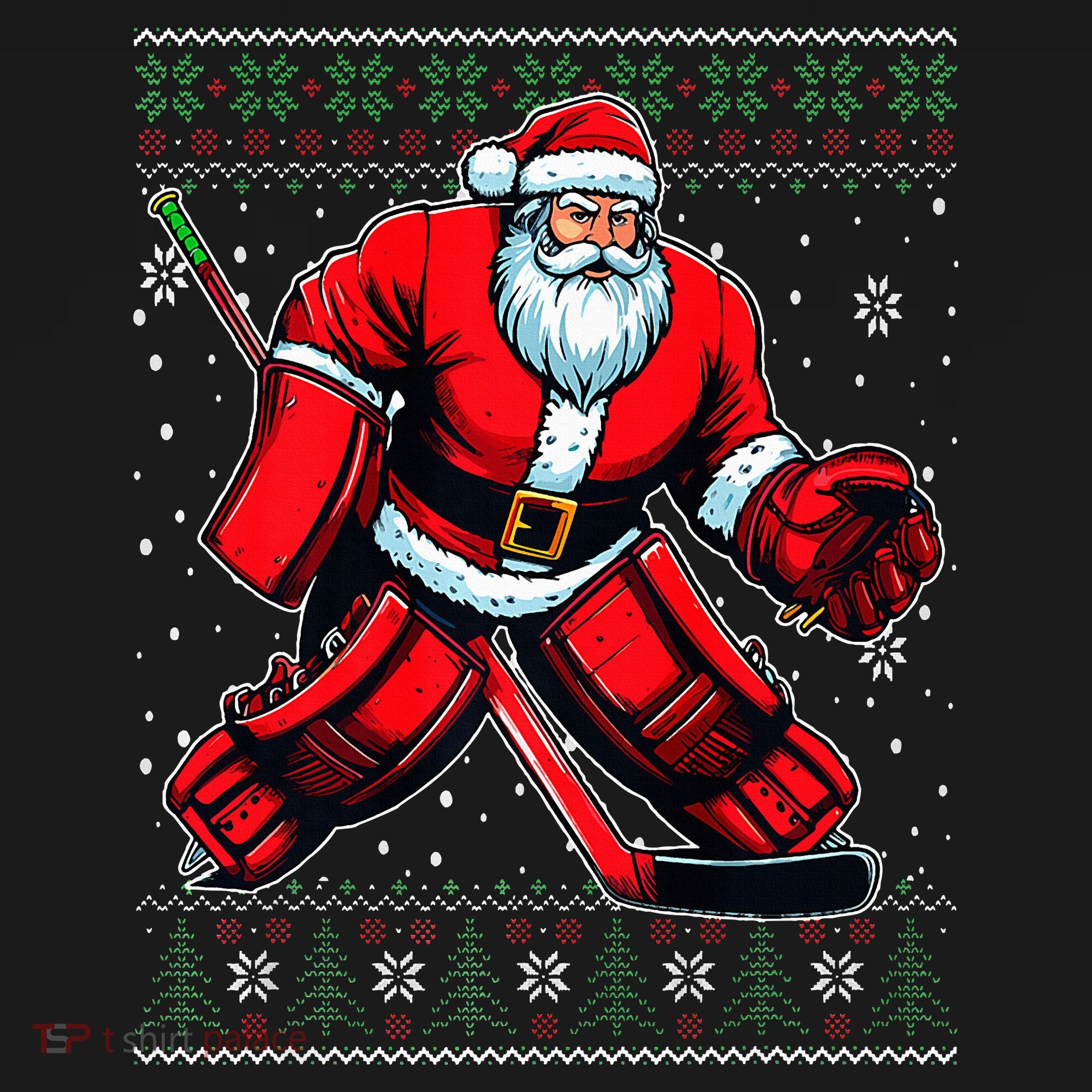 Christmas Santa Hockey Goalie Ugly Christmas Sweater  Women's Hoodie