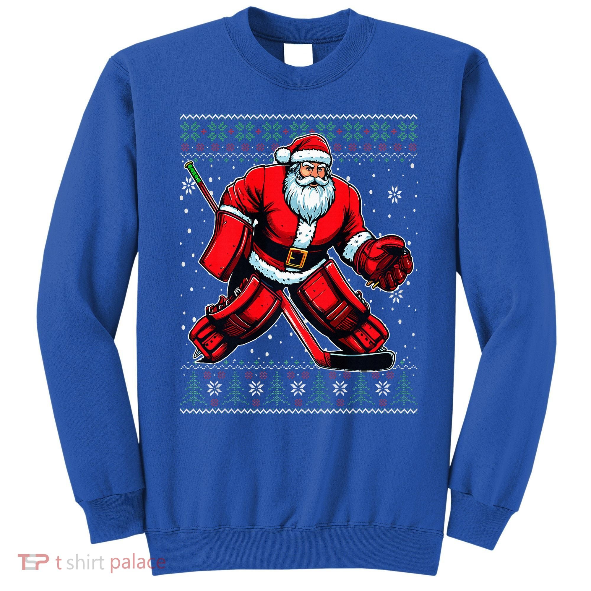 Christmas Santa Hockey Goalie Ugly Christmas Sweater  Sweatshirt