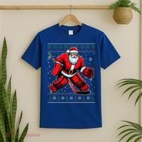 Christmas Santa Hockey Goalie Ugly Christmas Sweater  T-Shirt thumb 2