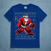 Christmas Santa Hockey Goalie Ugly Christmas Sweater  T-Shirt thumb 5