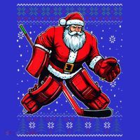 Christmas Santa Hockey Goalie Ugly Christmas Sweater  T-Shirt thumb 7