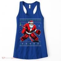 Christmas Santa Hockey Goalie Ugly Christmas Sweater  Women's Tank Top thumb 0