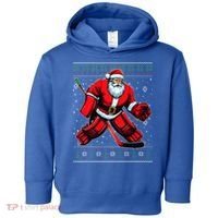 Christmas Santa Hockey Goalie Ugly Christmas Sweater  Toddler Hoodie thumb 0