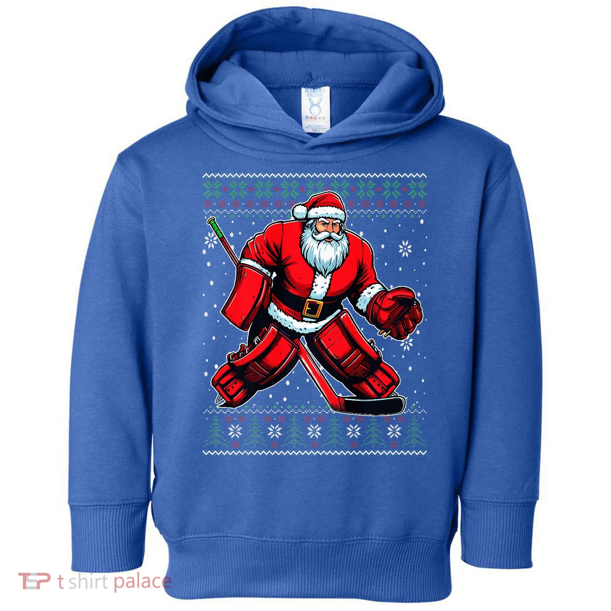 Christmas Santa Hockey Goalie Ugly Christmas Sweater  Toddler Hoodie