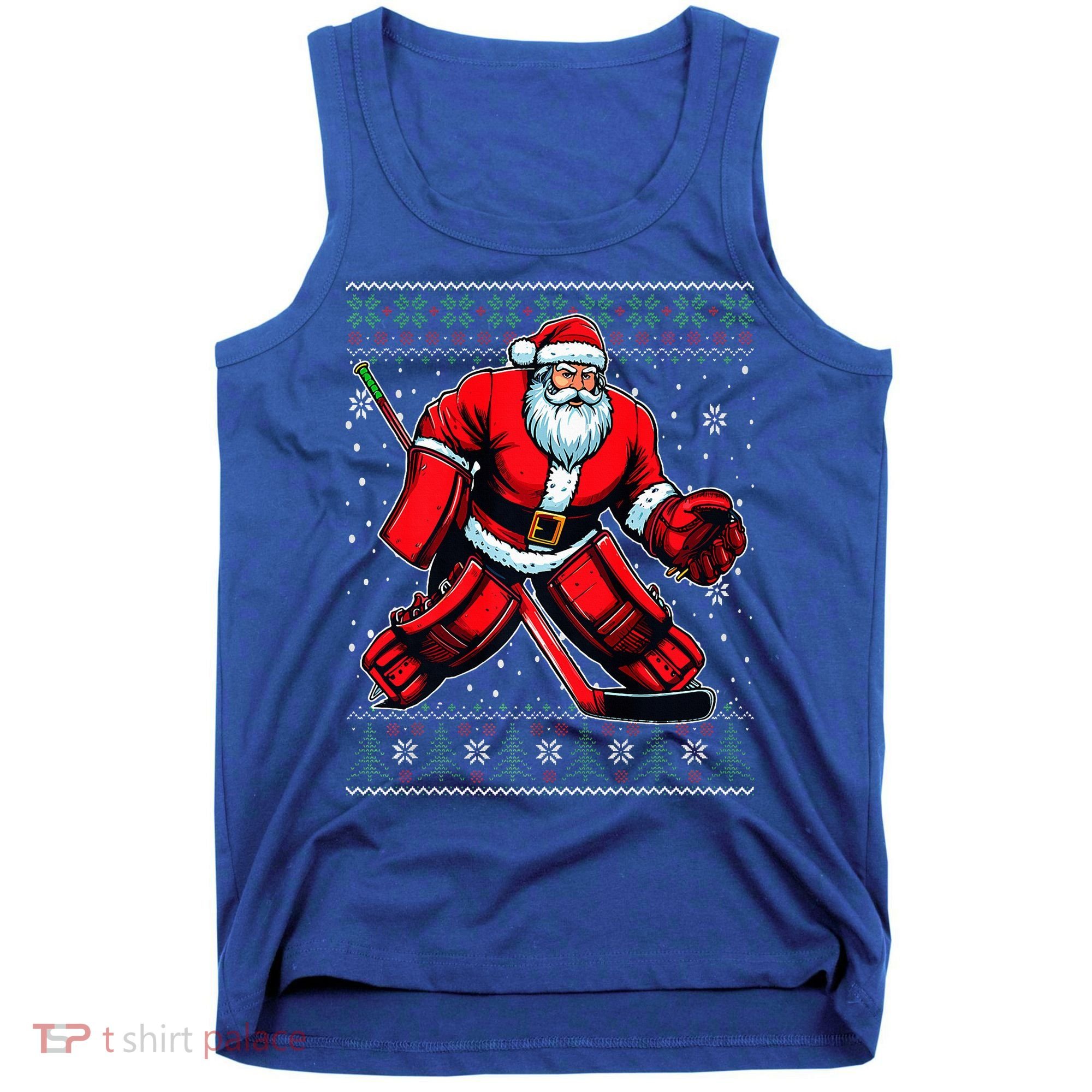 Christmas Santa Hockey Goalie Ugly Christmas Sweater  Tank Top