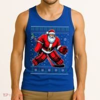Christmas Santa Hockey Goalie Ugly Christmas Sweater  Tank Top thumb 3