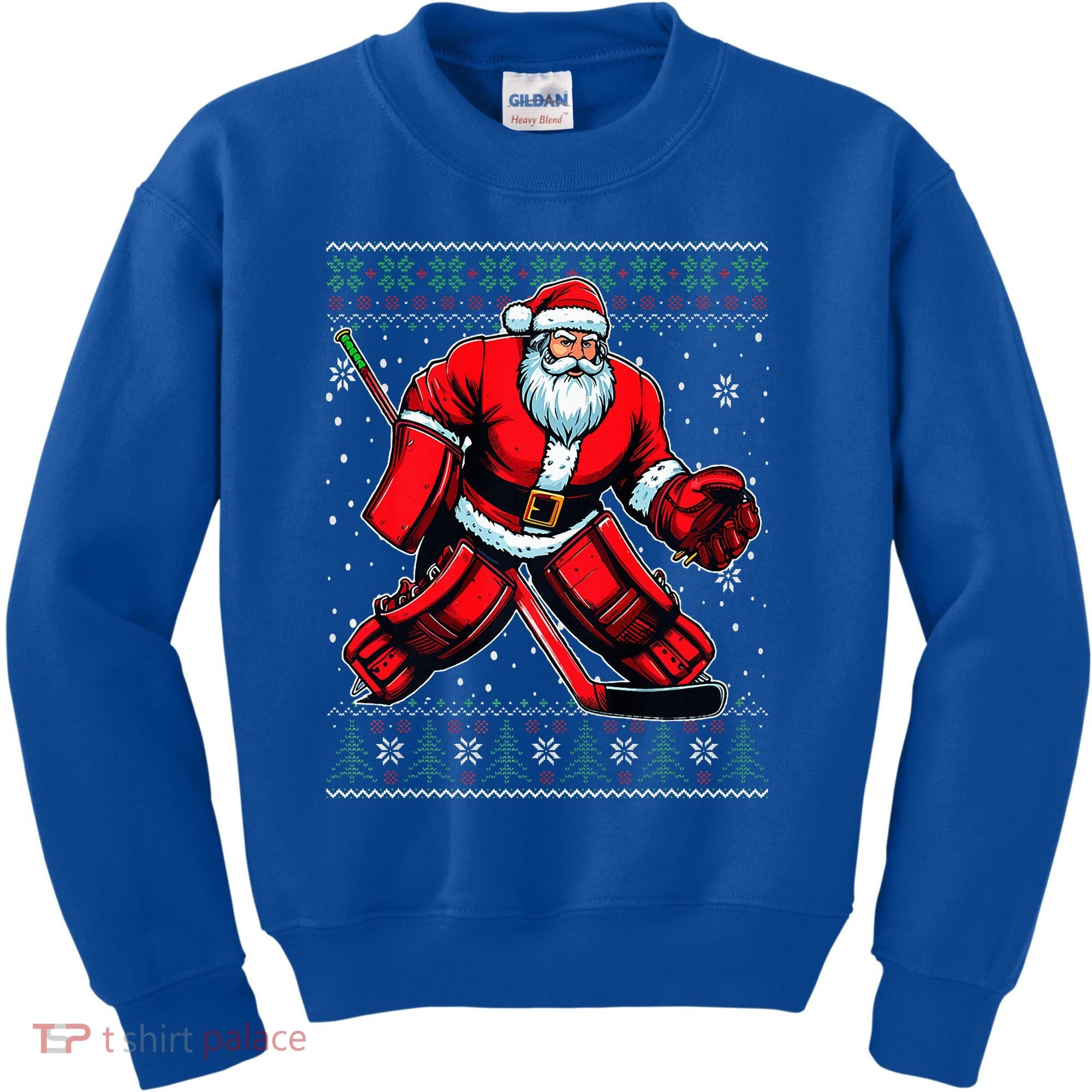 Christmas Santa Hockey Goalie Ugly Christmas Sweater  Kids Sweatshirt