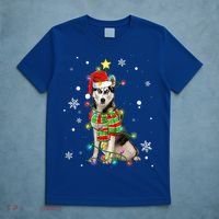 Cute Siberian Husky Dog Santa Christmas Tree Lights Xmas Gift T-Shirt thumb 5