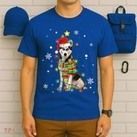 Cute Siberian Husky Dog Santa Christmas Tree Lights Xmas Gift T-Shirt thumb 6