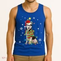 Cute Siberian Husky Dog Santa Christmas Tree Lights Xmas Gift Tank Top thumb 3