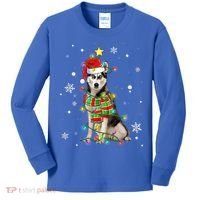Cute Siberian Husky Dog Santa Christmas Tree Lights Xmas Gift Kids Long Sleeve Shirt thumb 0