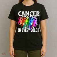 Cancer Sucks In Every Color Fighter Fight The Cancer T-Shirt thumb 4