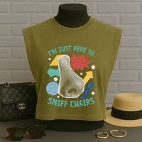 Chair Sniffer IM Just Here To Sniff Chairs Meme Humor Garment-Dyed Women's Muscle Tee thumb 3