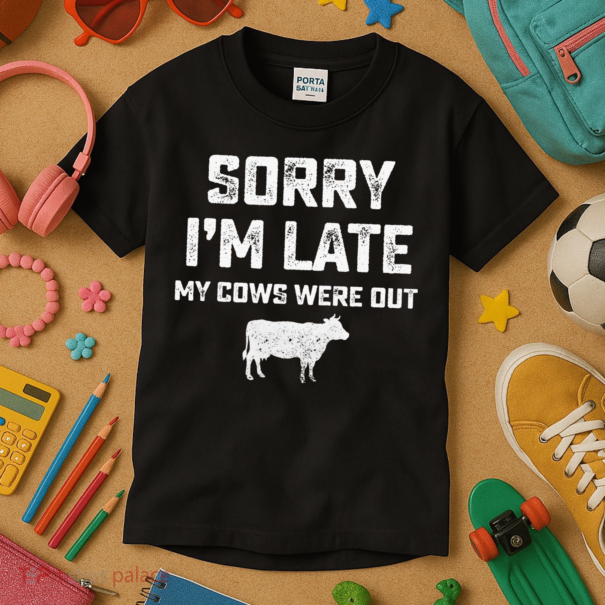 Cow sorry i'm late my cows were out Kids T-Shirt