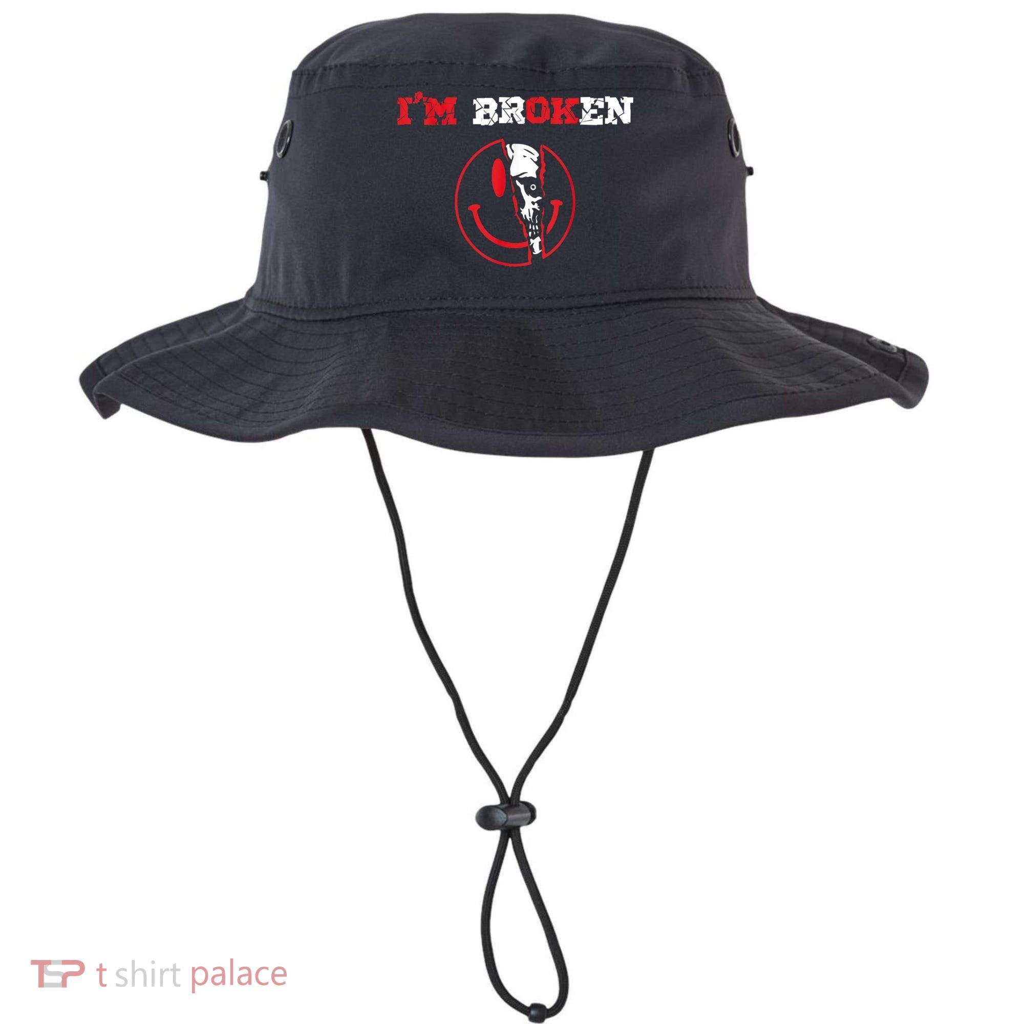 Confused Smile I'm Broken Invisible Illness I'm OK Broken Bucket Hat