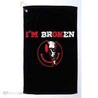 Confused Smile I'm Broken Invisible Illness I'm OK Broken Golf Towel thumb 0