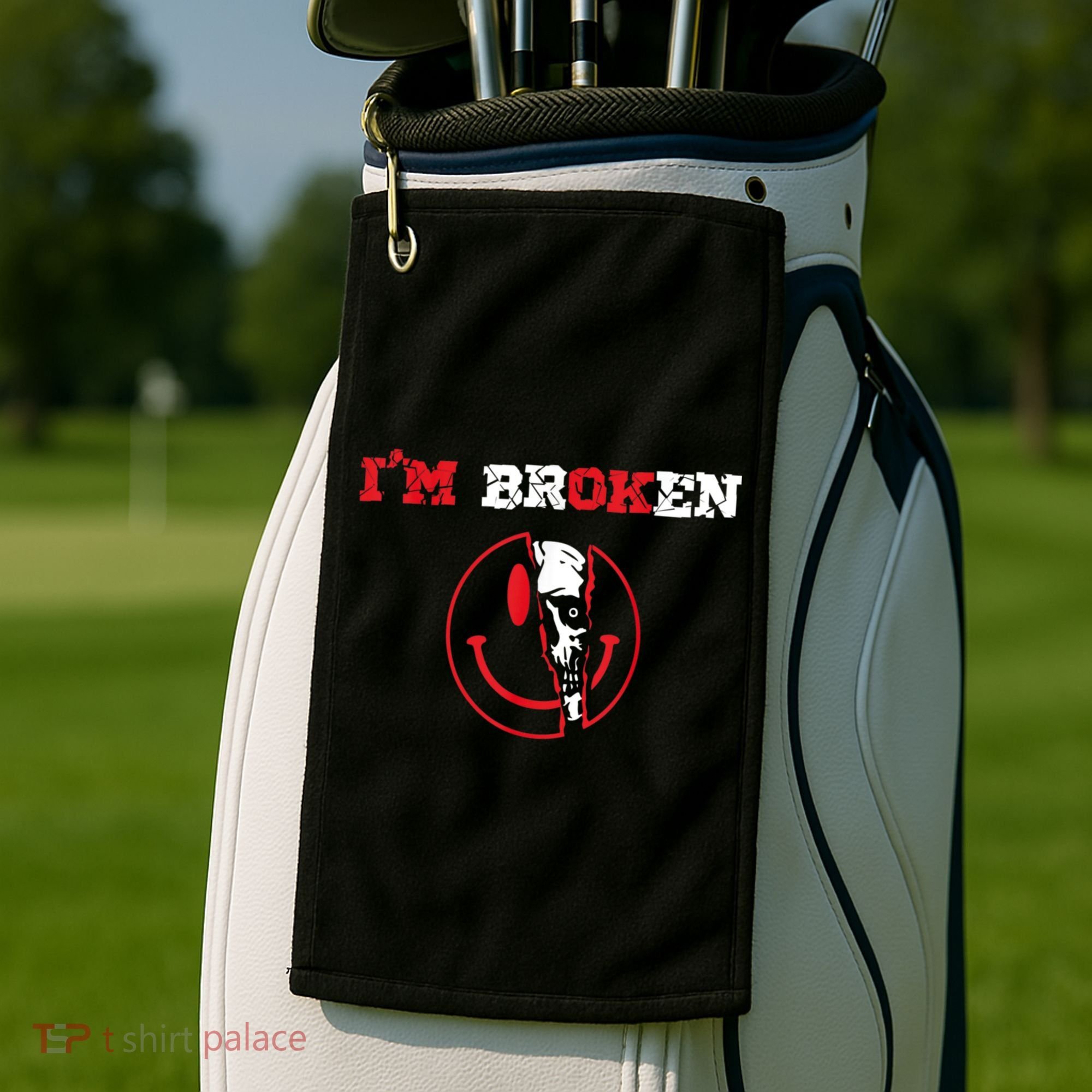 Confused Smile I'm Broken Invisible Illness I'm OK Broken Golf Towel