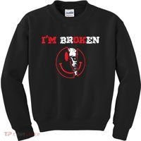 Confused Smile I'm Broken Invisible Illness I'm OK Broken Kids Sweatshirt thumb 0