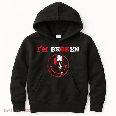 Confused Smile I'm Broken Invisible Illness I'm OK Broken Kids Hoodie