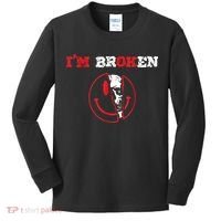 Confused Smile I'm Broken Invisible Illness I'm OK Broken Kids Long Sleeve Shirt thumb 0