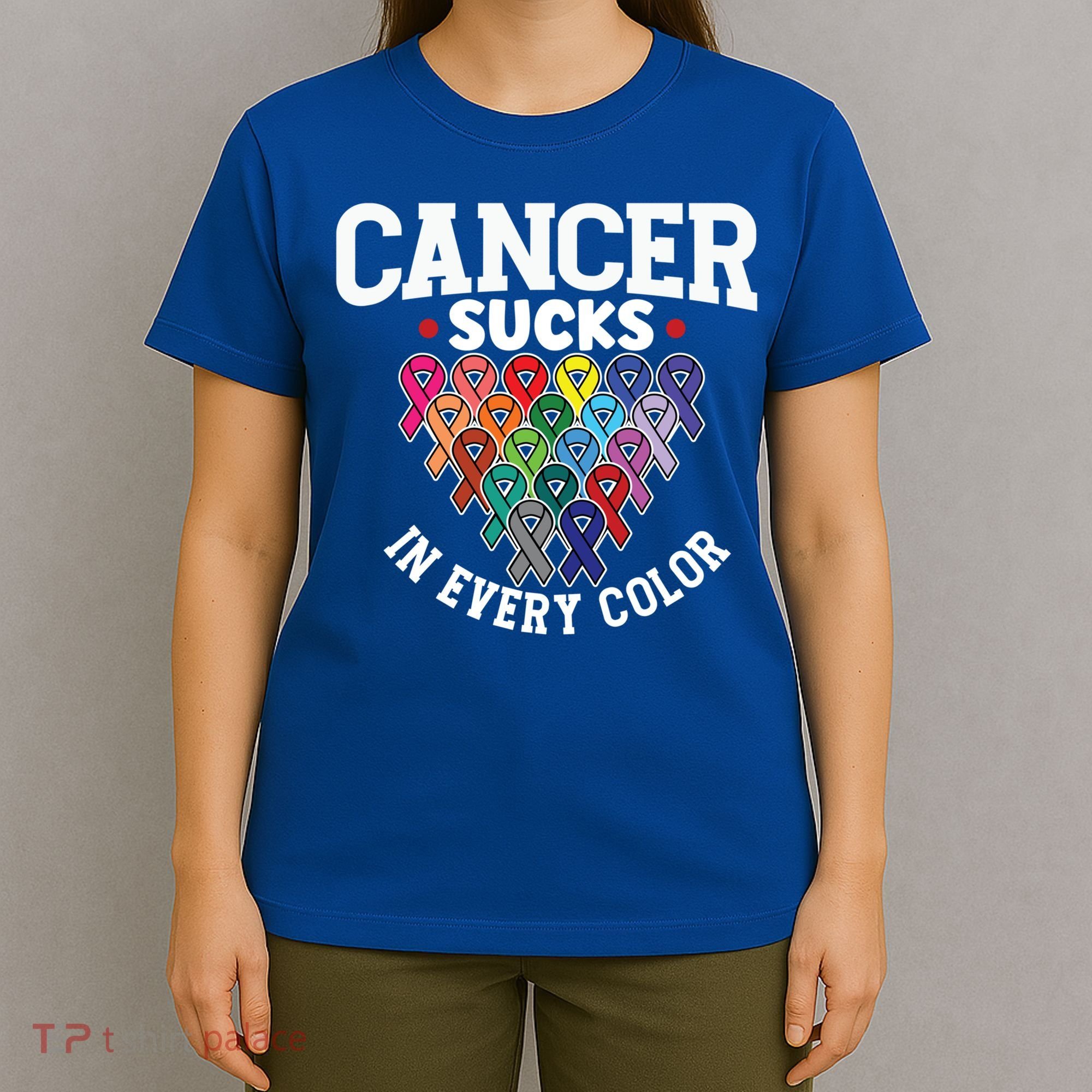 Cancer Sucks In Every Color Cancer Awareness Ribbons Warrior Gift T-Shirt