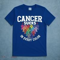 Cancer Sucks In Every Color Cancer Awareness Ribbons Warrior Gift T-Shirt thumb 5