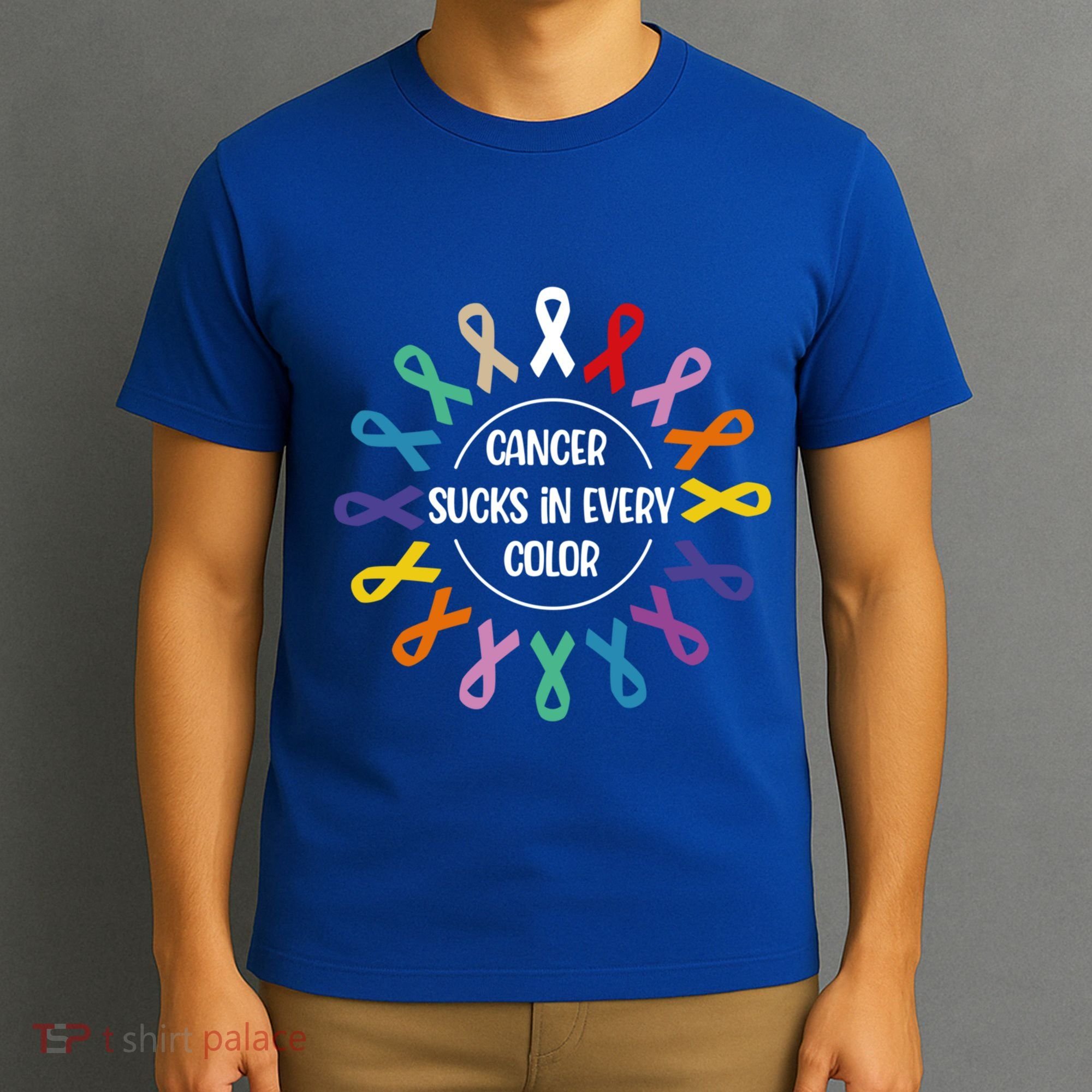Cancer Sucks In Every Color Fight Cancer Awareness Ribbons Gift T-Shirt