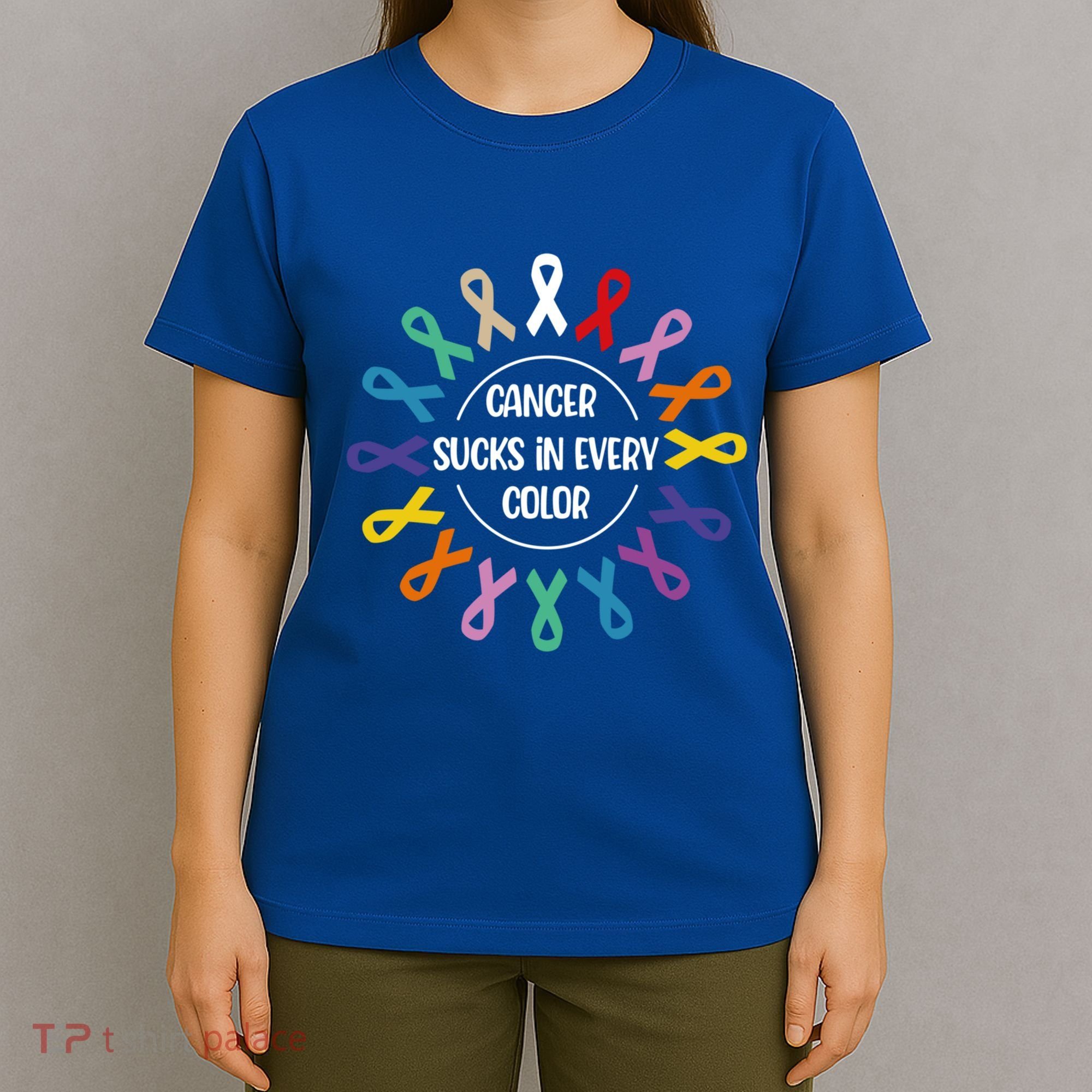 Cancer Sucks In Every Color Fight Cancer Awareness Ribbons Gift T-Shirt