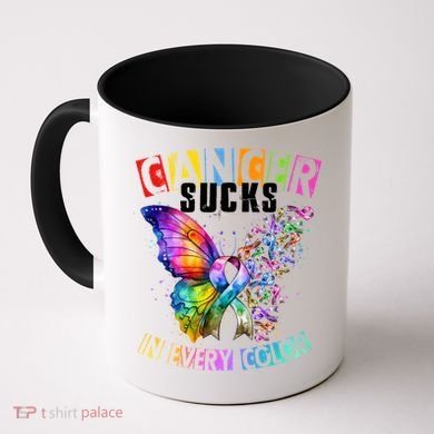 Cancer Sucks In Every Color Buttefly Robbins Coffee Mug