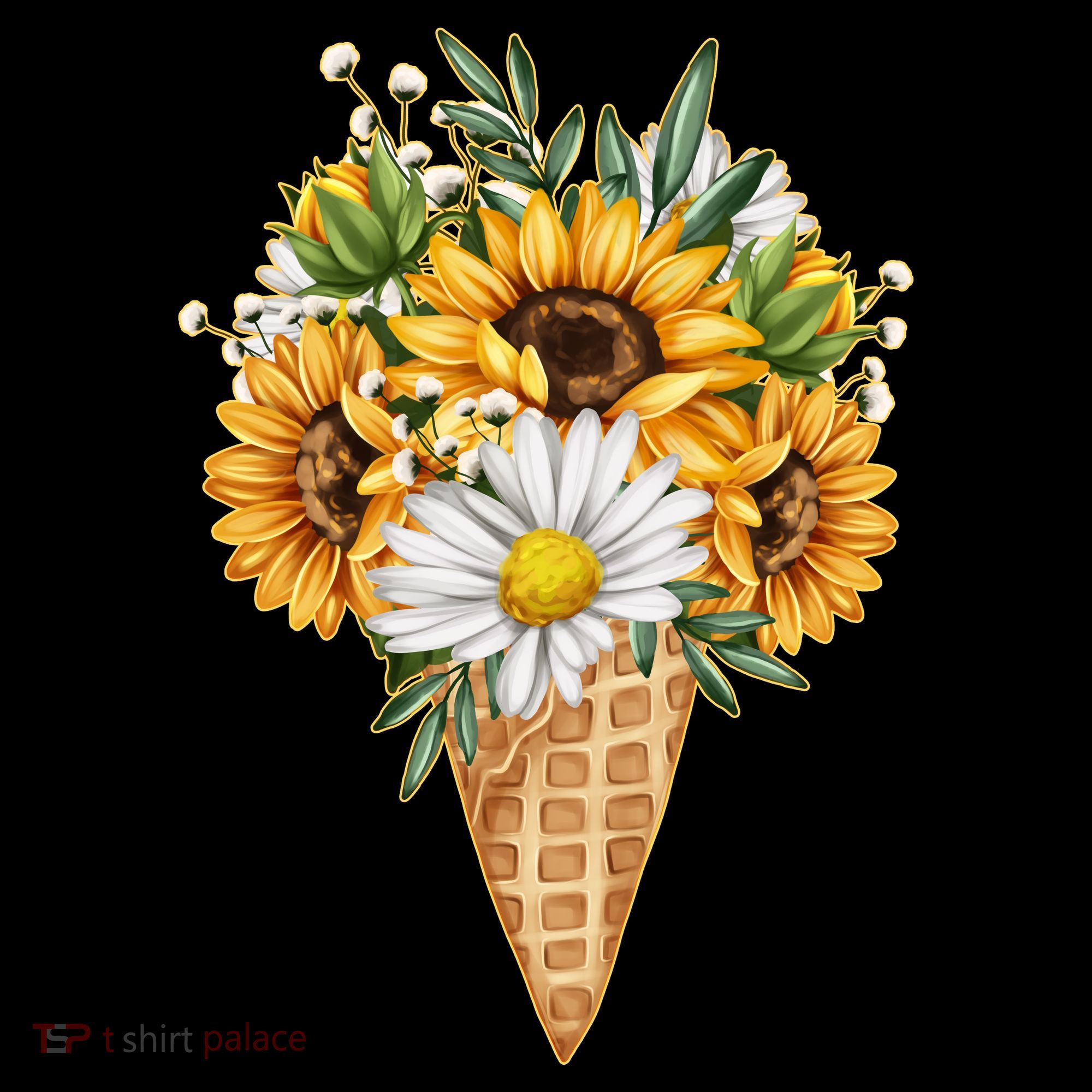 Cute Sunflowers In Ice Cream Cone Bucket Hat