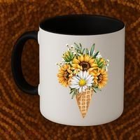 Cute Sunflowers In Ice Cream Cone Coffee Mug thumb 2