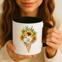 Cute Sunflowers In Ice Cream Cone Coffee Mug thumb 3