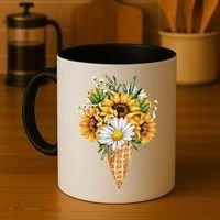 Cute Sunflowers In Ice Cream Cone Coffee Mug thumb 4