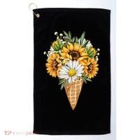 Cute Sunflowers In Ice Cream Cone Golf Towel thumb 0