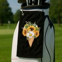 Cute Sunflowers In Ice Cream Cone Golf Towel thumb 2