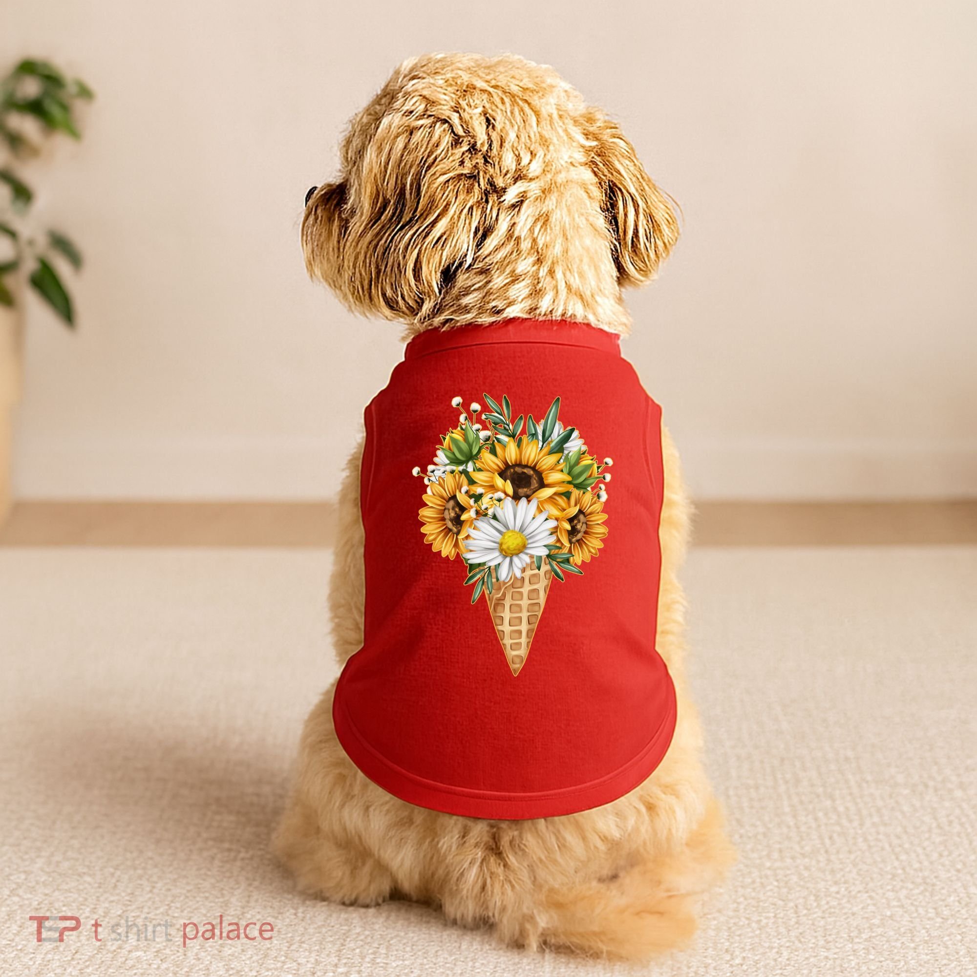 Cute Sunflowers In Ice Cream Cone Doggie Tank
