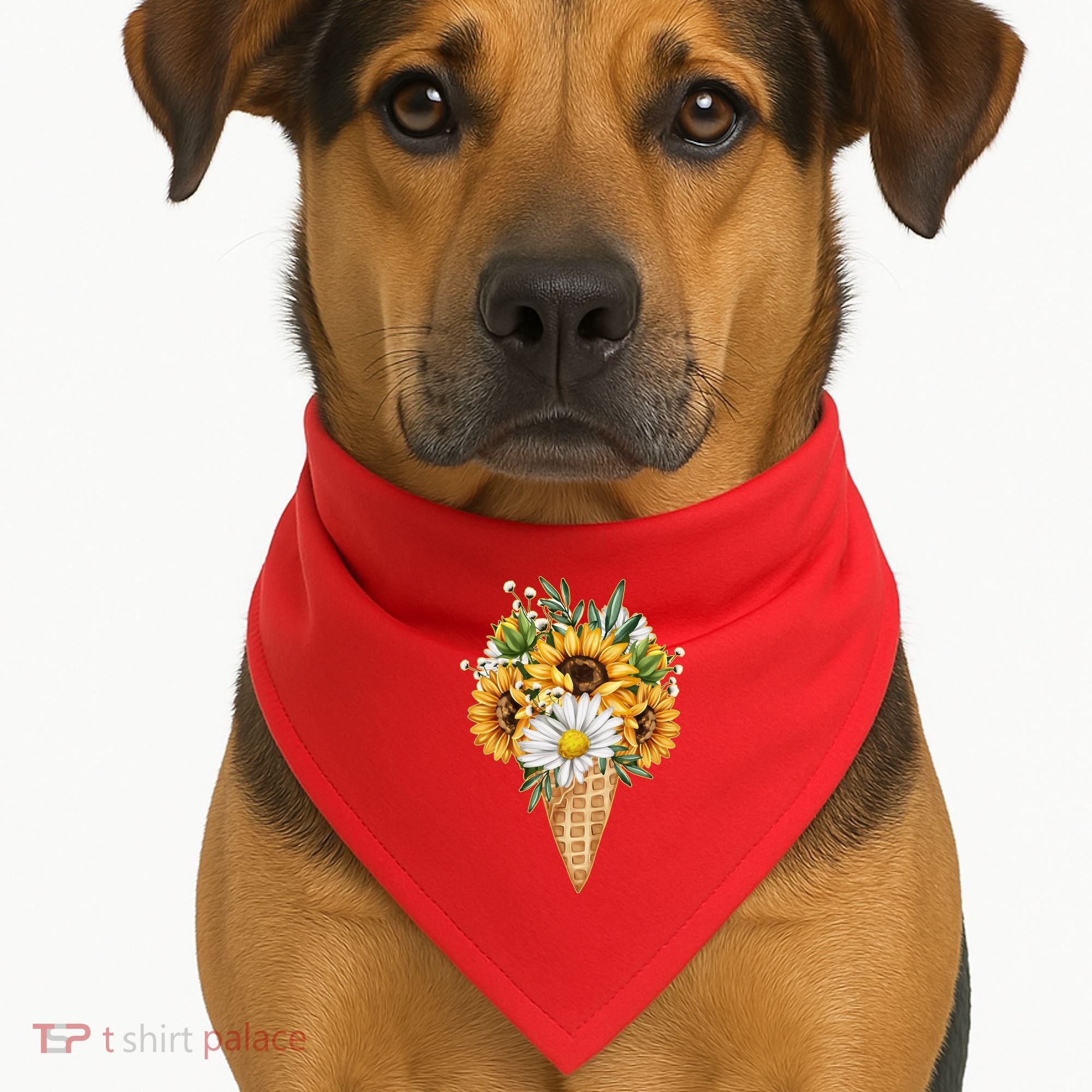 Cute Sunflowers In Ice Cream Cone USA-Made Doggie Bandana