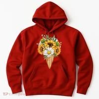 Cute Sunflowers In Ice Cream Cone Hoodie thumb 0