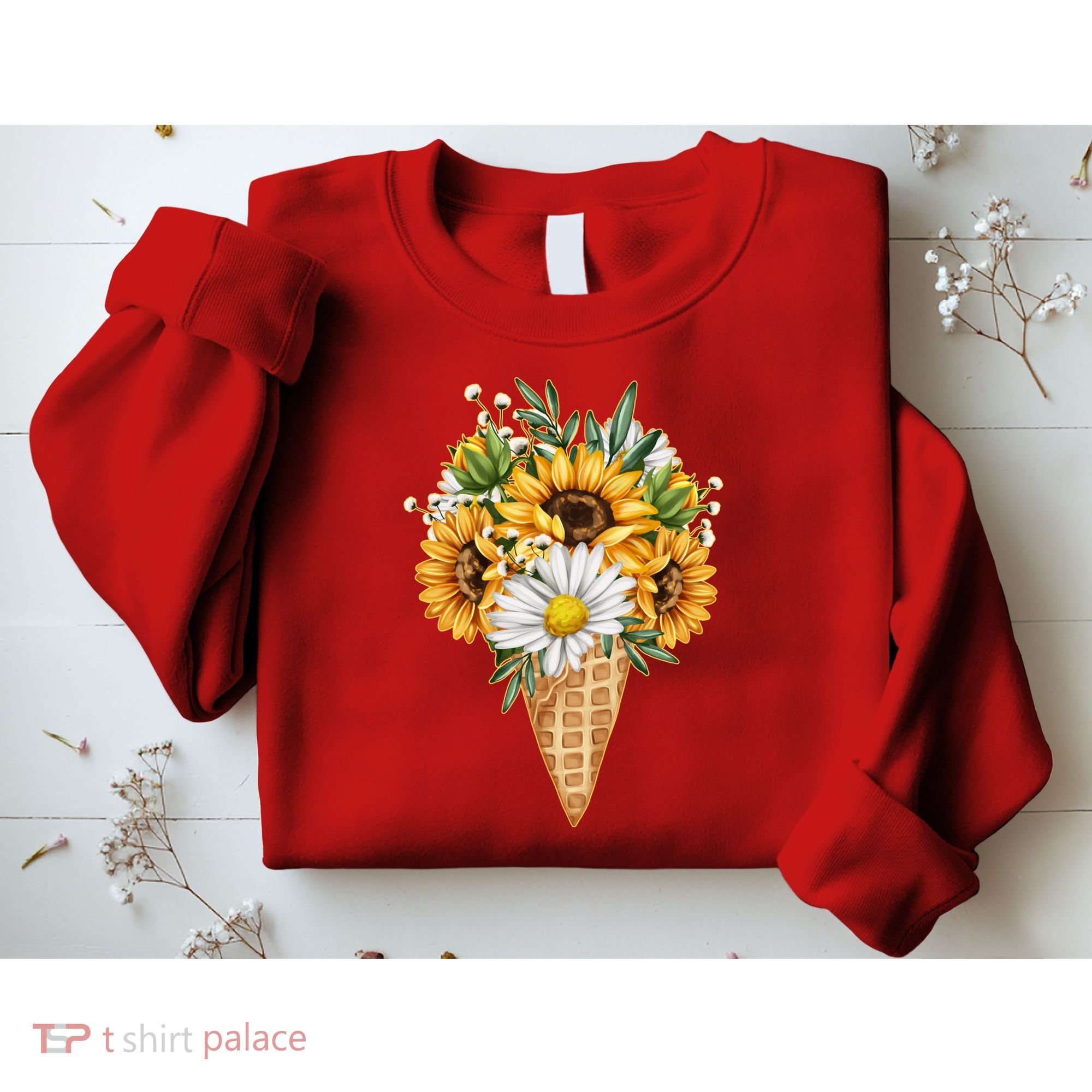 Cute Sunflowers In Ice Cream Cone Sweatshirt