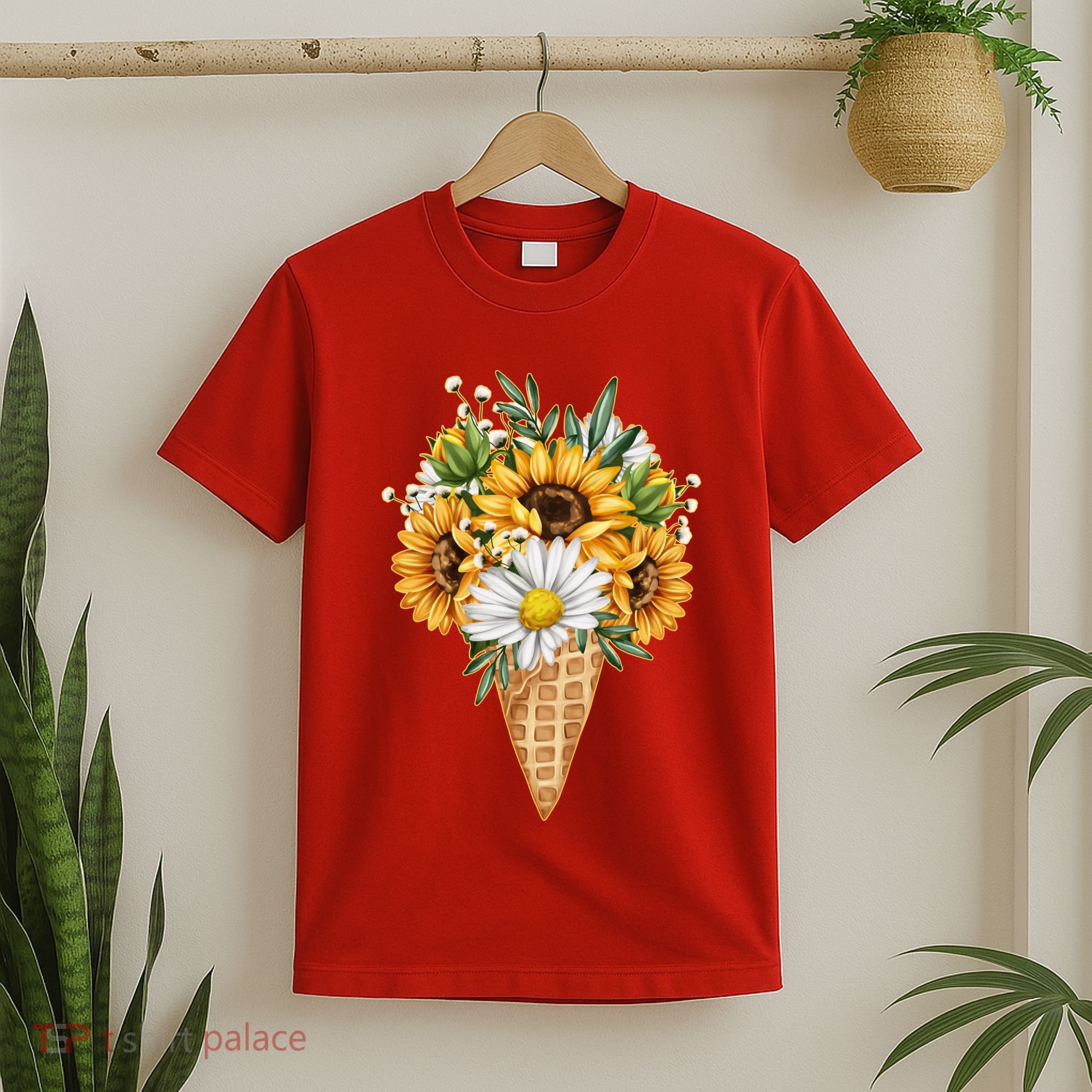 Cute Sunflowers In Ice Cream Cone T-Shirt