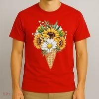 Cute Sunflowers In Ice Cream Cone T-Shirt thumb 3