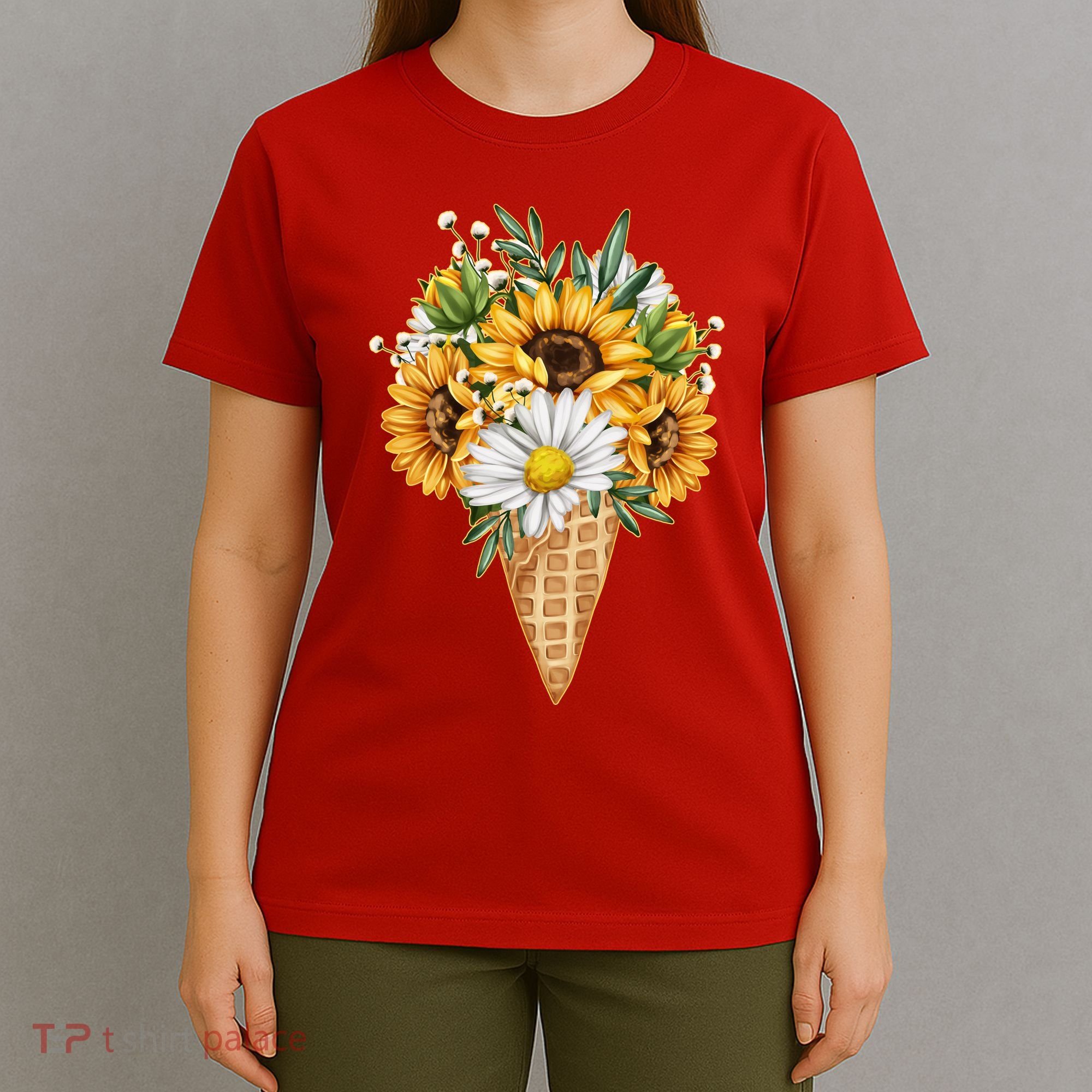 Cute Sunflowers In Ice Cream Cone T-Shirt