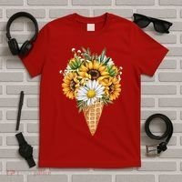 Cute Sunflowers In Ice Cream Cone T-Shirt thumb 5