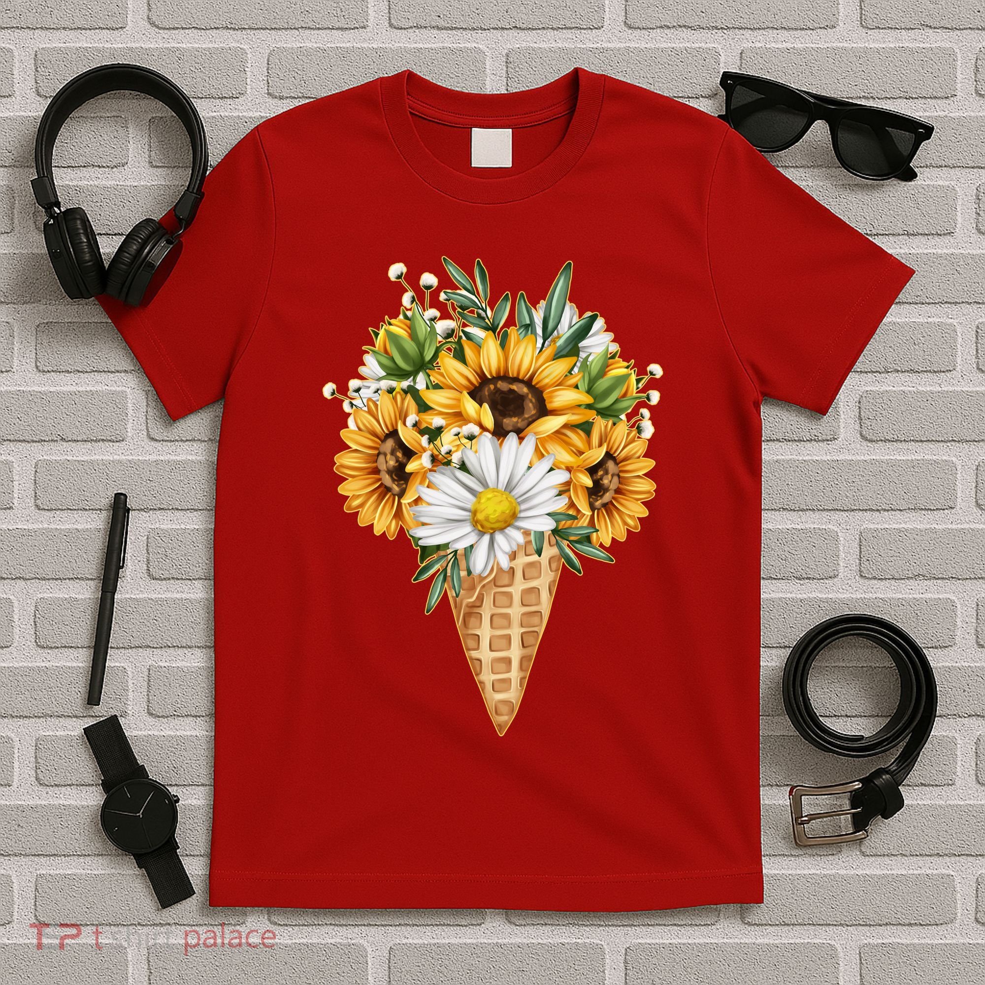 Cute Sunflowers In Ice Cream Cone T-Shirt